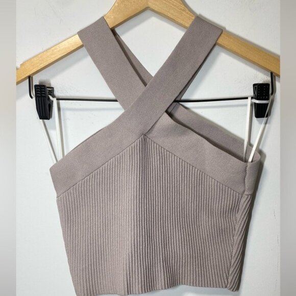 Aritzia Babaton Sculpt Knit Criss Cross Cropped Halter Tank Size XS - Picture 5 of 9